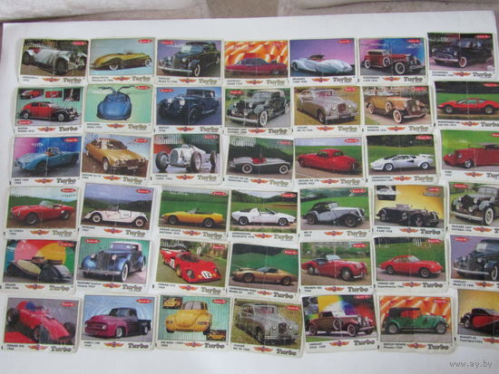 С рубля. Вкладыши и обёртки от жвачек Turbo (Турбо). 45 шт.