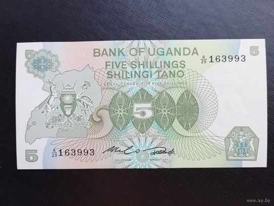 Уганда 5 шиллингов 1982г, unc, пресс.