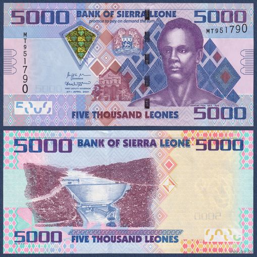 Сьерра-Леоне, 5000 леоне 2021 г., P-32 (MT, лидер восстания Сенгбе Пье), UNC