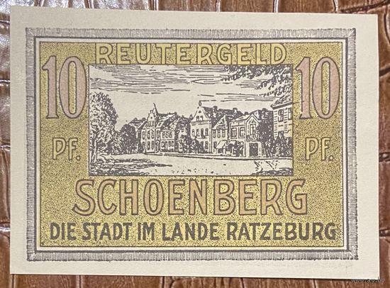 Нодгельд 10 пфеннигов 1922 год. Шёнберг. Веймарская республика