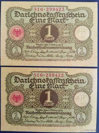 1 марка 1920 г. 2 шт., номера подряд. Unc.