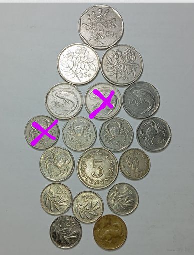 Мальта 50 центов 1992 , 25 центов 1993 , 2005 , 10 центов 1986  , 1998 , 5 центов 1976 , 1986 , 1991 , 1995 , 2001 , 2 цента 1972 , 1986 , 1993 , 1995 , 2005 и 1 цент 1998 года .