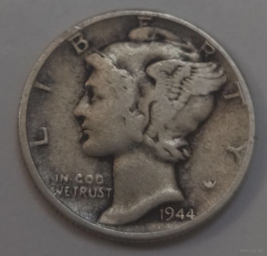 10 центов или 1 дайм 1944г США, серебро 0.900