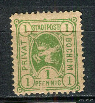 Германия - Бохум - Местные марки - 1887 - Птица с письмом 1Pf - [Mi.35b] - 1 марка. MLH, MH.  (Лот 88CW)