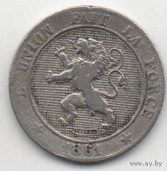 КОРОЛЕВСТВО БЕЛЬГИЯ. 5 САНТИМОВ 1861. КОРОЛЬ ЛЕОПОЛЬД I