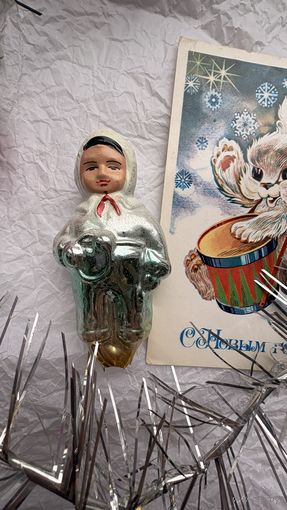 Елочная игрушка ребенок с погремушкой СССР