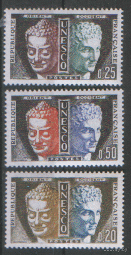 ФР. ЮНЕСКО. М. 1/3. 1961. Служебные марки. Скульптуры Будды и Гефеста. ЧиСт.