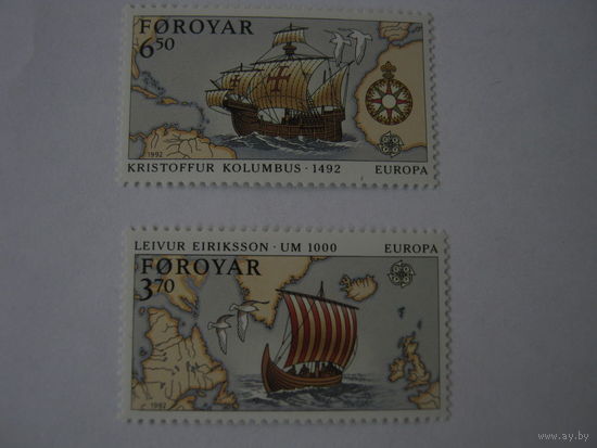 Марки по теме море, паруснки, корабли, карты, Колумб, фауна, птицы