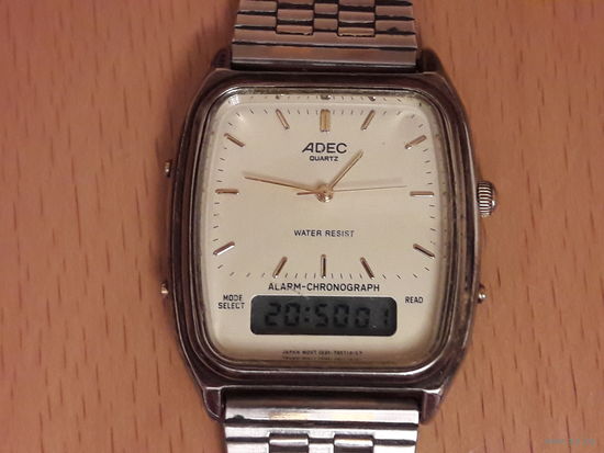 Нечастые  винтажные "двойные" кварцевые часы ADEC (Citizen) 80-е годы