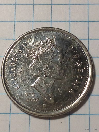 25 центов  Канада 2002  год.