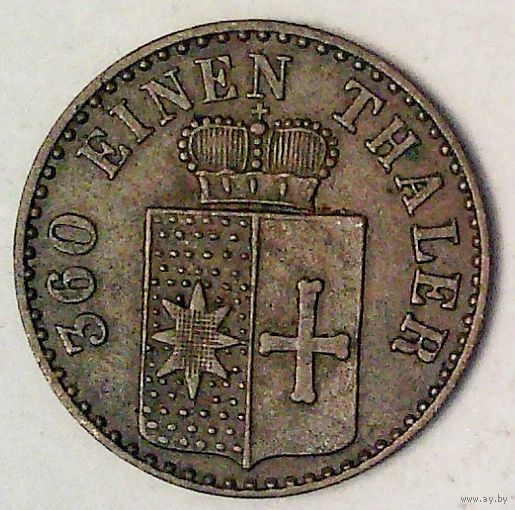 РАСПРОДАЖА!!! - ГЕРМАНИЯ ВАЛЬДЕК-ПИРМОНТ 1 пфенниг 1855 год