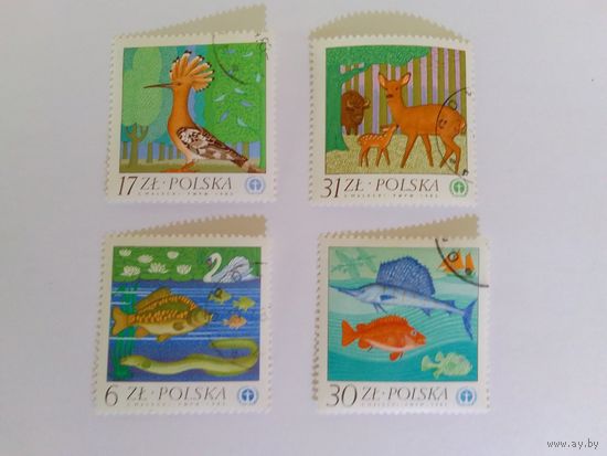 Марки   Фауна  Польша   1982г  4  шт