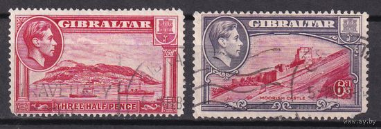 1.BrK. Великобритания. Колонии. Гибралтар. Георг VI. 1938/42 гг. Mi. ##109B/112D.