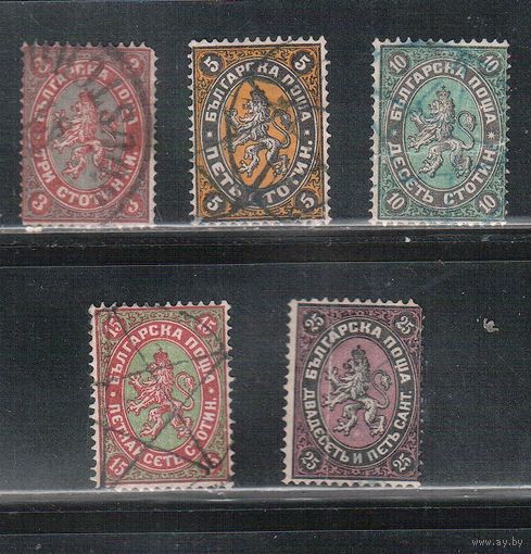Болгария(Княжество)-1881, (Мих.6-10), гаш.(, Стандарт, Герб, 5 марок