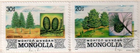Деревья. 2 марки, 1982г., гаш. Монголия.