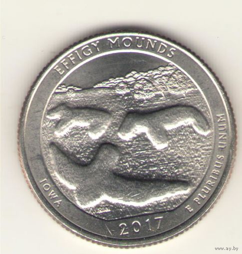 25 центов 2017 г. "P", Парки Америки. Effigy Mounds