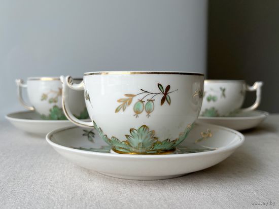 Чайная пара Барбарис ДФЗ Вербилки старое клеймо 1940-1954г