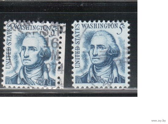 США-1967, (Мих. А937 х+у) , гаш. ,  Стандарт, Личности, Вашингтон, 2 типа бумаги(3)