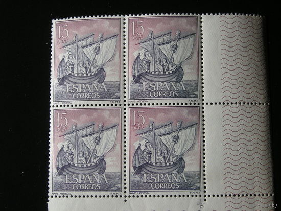 Испания 1964 , Старинный корабль, Квартблок