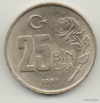 ТУРЕЦКАЯ РЕСПУБЛИКА 25000 ЛИР 1997. РОЗА