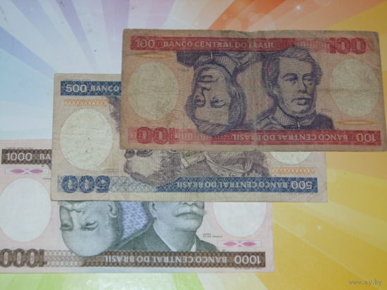 Бразилия 100-500-1000 крузейро 1981-85 гг.