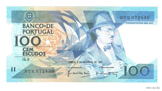 Португалия 100 эскудо 1987 года. Дата 3 декабря. Тип Р 179. Состояние UNC!
