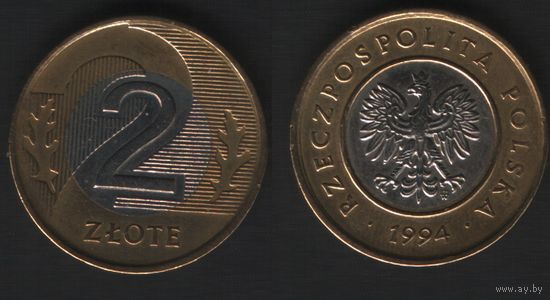 Польша y283 2 злотых 1994 год (mw) (обращ) (_alb2