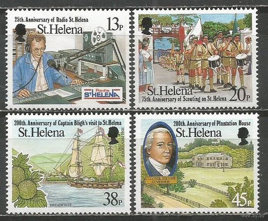 Остров Св.Елены. Знаменитые Годовщины острова. 1992г. Mi#588-91. Серия.