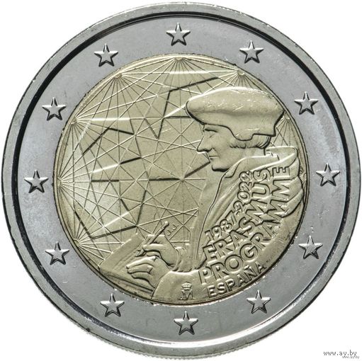 2 евро 2022 Испания 35 лет программы Erasmus UNC из ролла