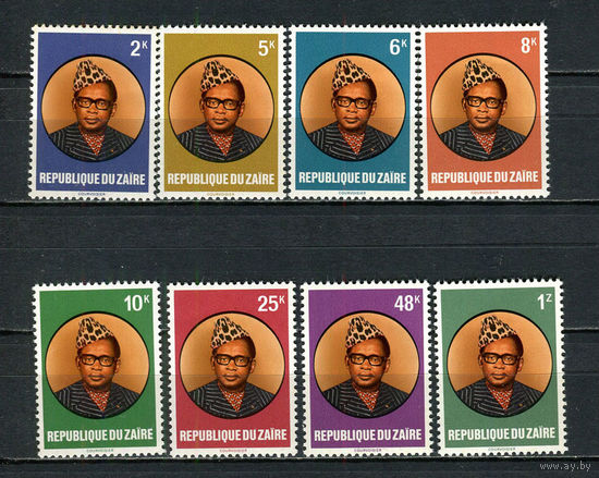 Конго (Заир) - 1978 - Президент Мобуту - (пятна на клее у ном. 48 и 1) - [Mi. 570-577] - полная серия - 8 марок. MNH.  (Лот 75HP)-T2P49