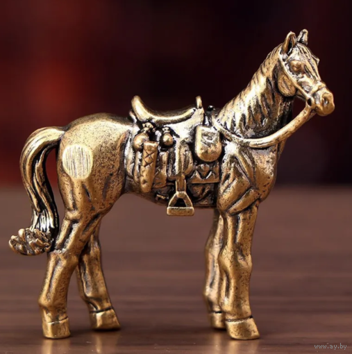 Статуэтка миниатюра Лошадь с седлом Бронза