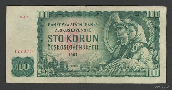 Чехословакия 100 крон 1961 года. Тип Р-91j. Серия X 49. Состояние VF