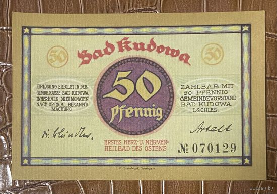 Нотгельд 50 пфеннигов 1921 год. Бад-Кудова,. Веймарская республика