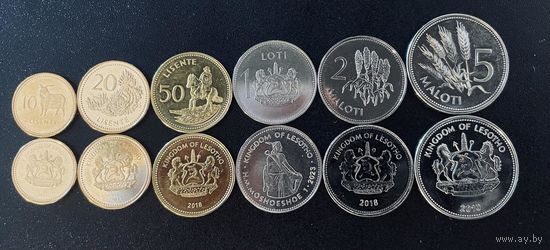 Лесото набор 6 монет 10, 20, 50 лисенте 1 лоти 2, 5 малоти UNC