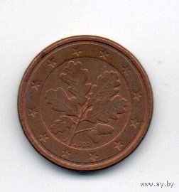 ФЕДЕРАТИВНАЯ  РЕСПУБЛИКА ГЕРМАНИЯ. ЕВРОПЕЙСКИЙ СОЮЗ 1 ЕВРОЦЕНТ 2002 J.