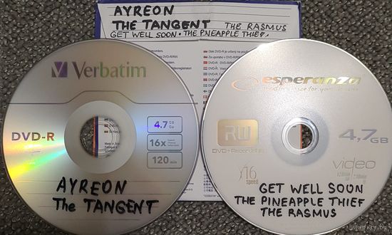 DVD MP3 дискография AYREON, The TANGENT, GET WELL SOON, The PINEAPPLE THIEF, The RASMUS - 2 DVD