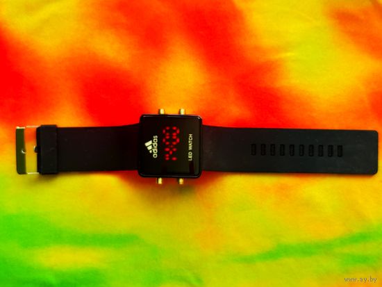 LED watch, светодиодные часы, Adidas, красные. Торг есть. (No 3).