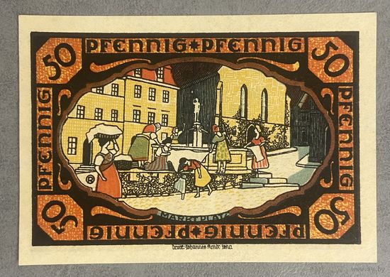 Нотгельд 50 пфеннигов 1921 год. Пёсснек. Веймарская республика