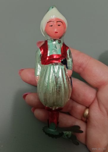 Ёлочная игрушка, стекло, Аладдин на прищепке