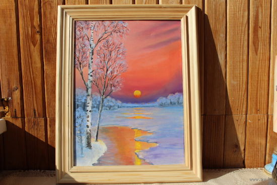 Картина "Весна наступает",холст на подрамнике.масло.Р.30.0х40.0 см