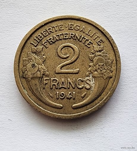 Франция 2 франка, 1941 Алюминиевая бронза /жёлтый цвет/