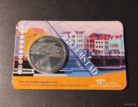 Городу Виллемстад на о. Кюросао. UNC-качество в coincard.