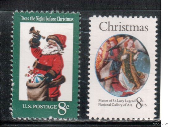 США-1972, (Мих.1087-1088) , *  , Рождество, Новый год, Живопись(полная серия)