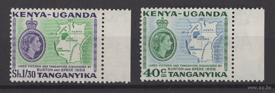 Кения Уганда Танганика 1958 ** Карта, серия 2 марки с правым полем (SG 181-182)