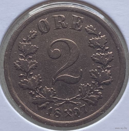 Норвегия 2 эре 1897 г. В холдере