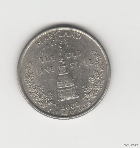 Квотер (25 центов США) "Штат Мэриленд" 2000 D Лот 8300
