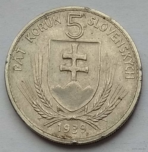 Словакия 5 крон 1939 г.