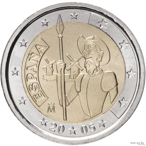 2 евро 2005 Испания Дон Кихот UNC из ролла