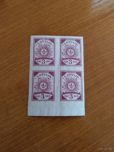 1919 Латвия Мих 15 квартблок чистый клей MNH** (2-12)