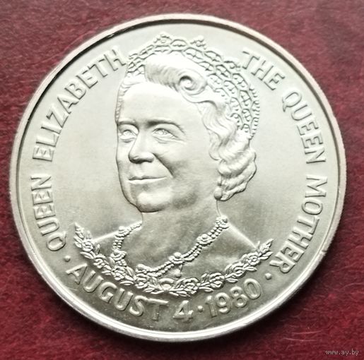 Тристан-да-Кунья 25 пенсов, 1980 80 лет со дня рождения Королевы-Матери